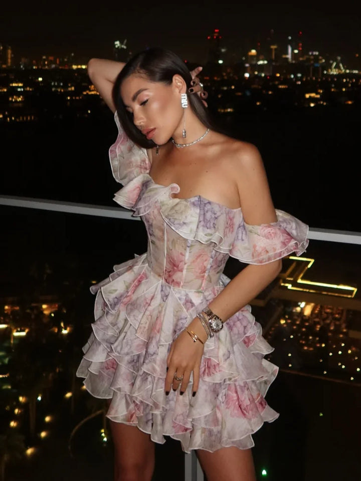 Floral Off-Shoulder Ruffled Mini Dress - Lisa