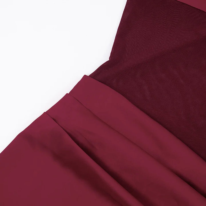 Satin Maxi Dress with Mesh Design - Jordan
