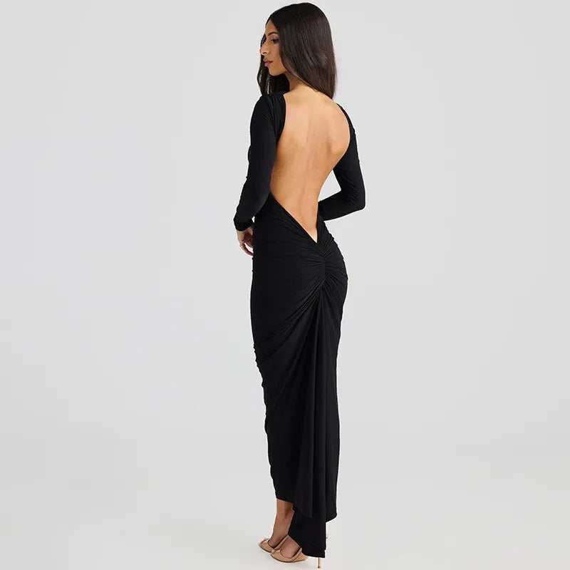 Fitted maxi dress with open back - Kiki