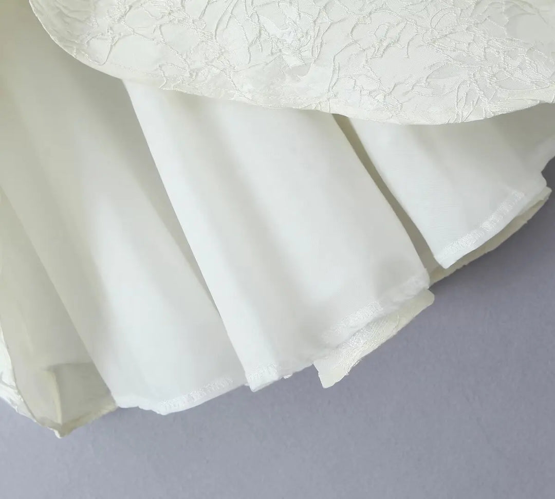 Mini Dress with Floral Embroidery and Lace Detail - Blanca
