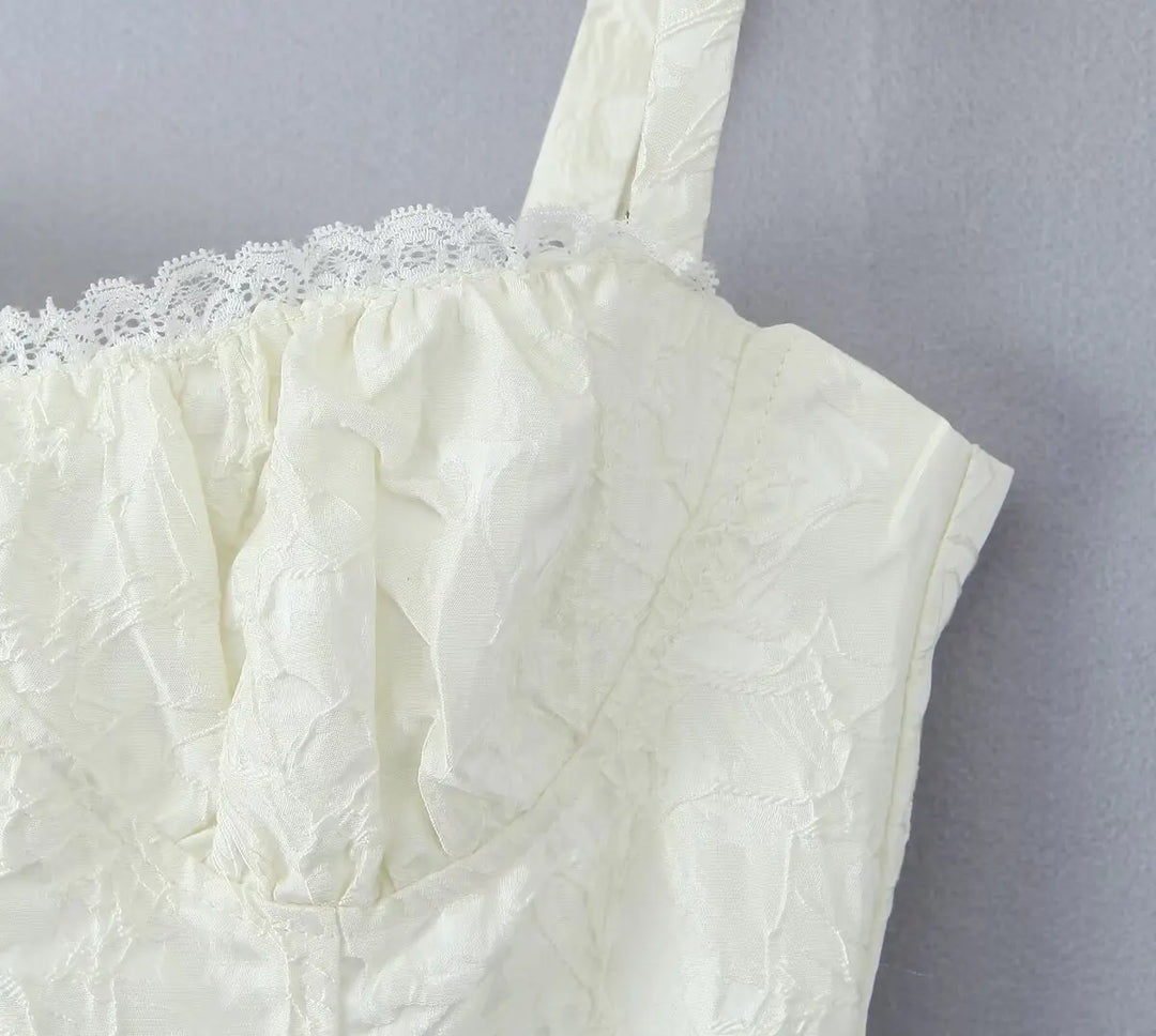 Mini Dress with Floral Embroidery and Lace Detail - Blanca