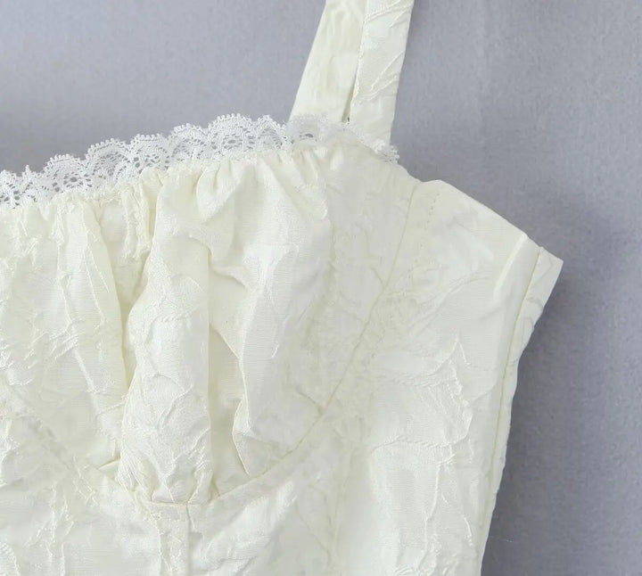 Mini Dress with Floral Embroidery and Lace Detail - Blanca
