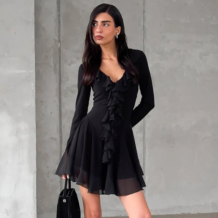 Mini dress with ruffle detail - ALINA
