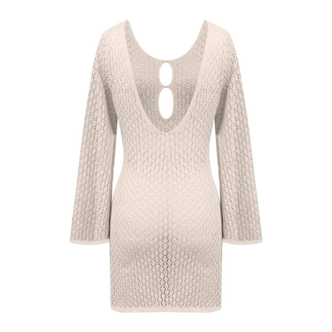 Knitted Mini Beach Dress with Open Back - Keira