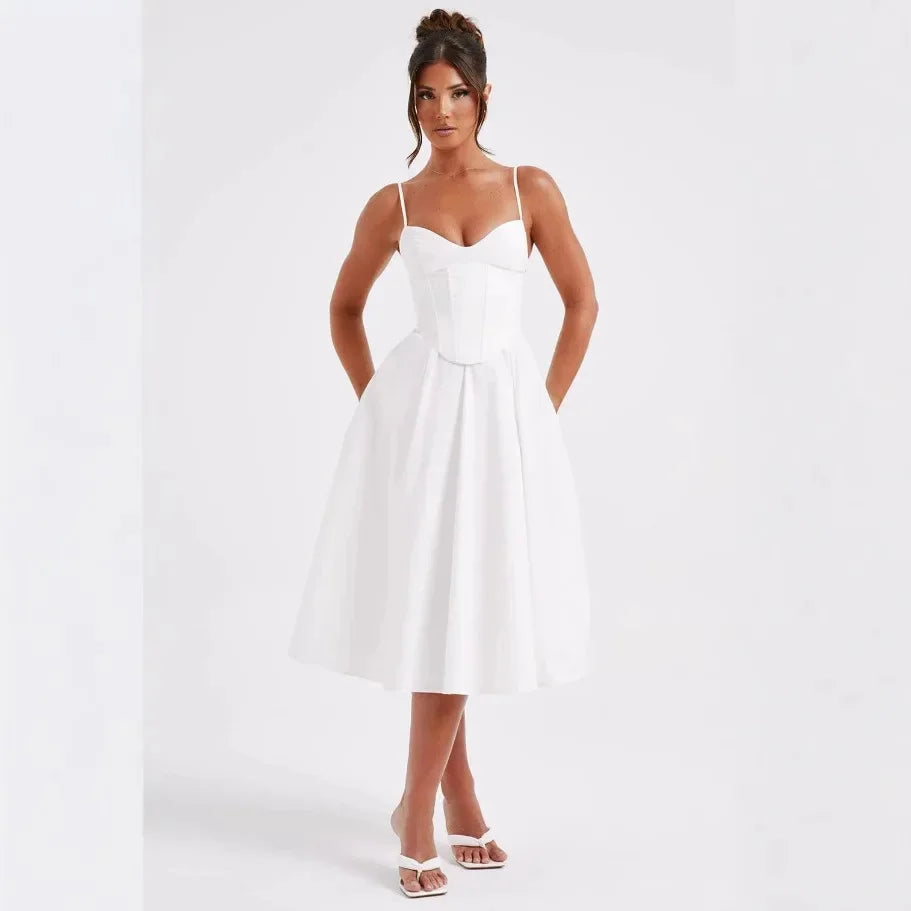 Midi Dress with A-Line and Classic Design - Nataly