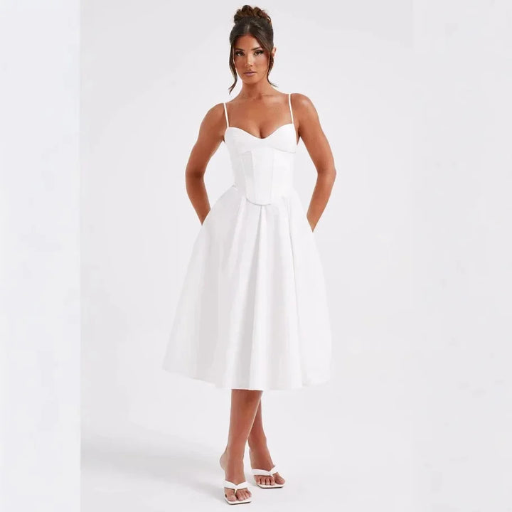 Midi Dress with A-Line and Classic Design - Nataly
