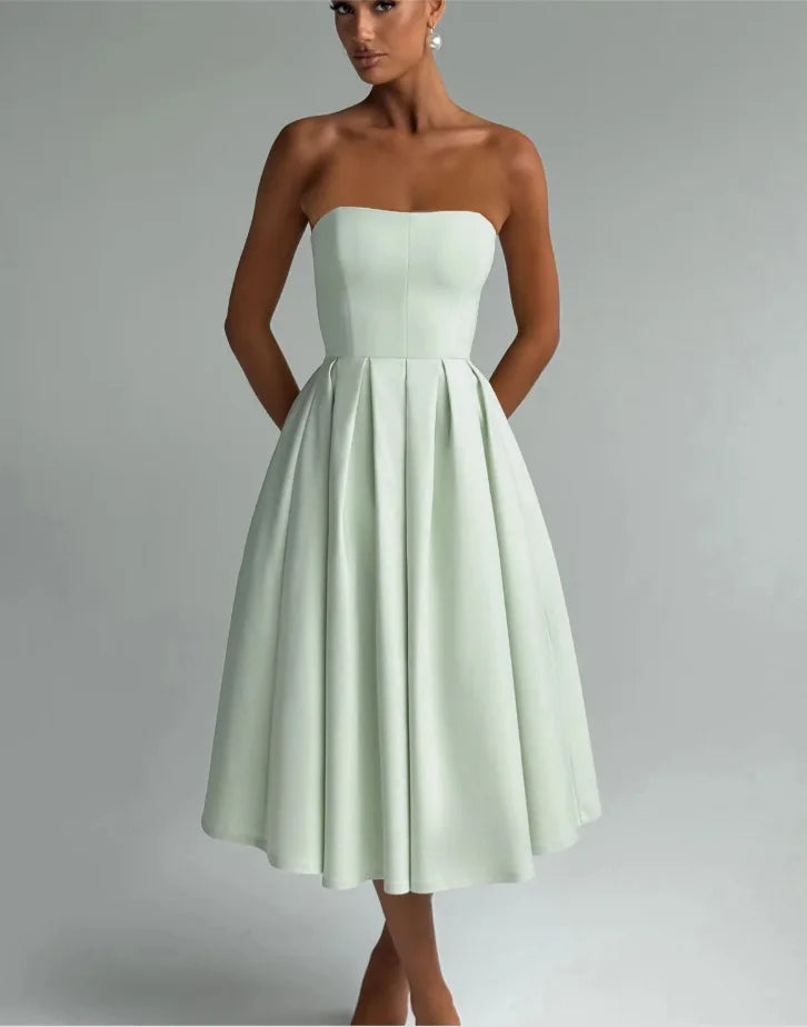 Strapless midi dress in A-line cut - Arya