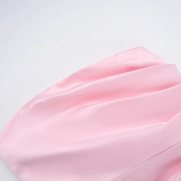 Strapless Satin Mini Dress with Train Detail - Maggie