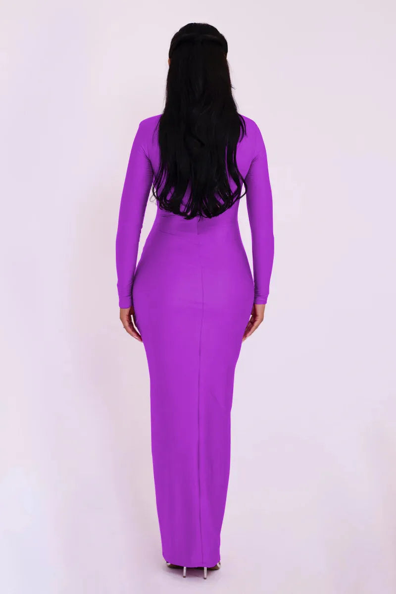 Elegant maxi shaping fabric dress with cutouts and sequins - Kesem