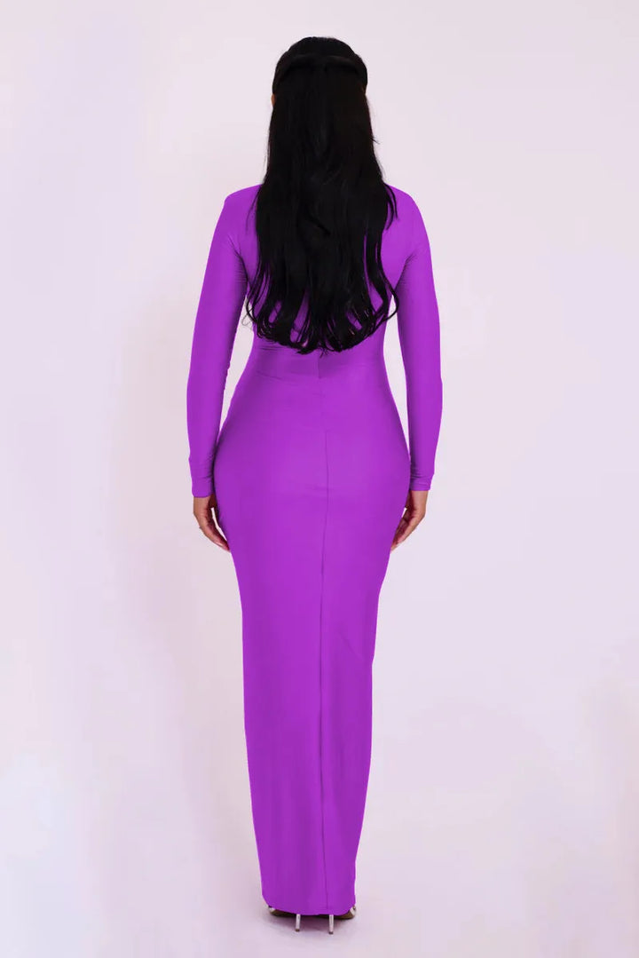 Elegant maxi shaping fabric dress with cutouts and sequins - Kesem