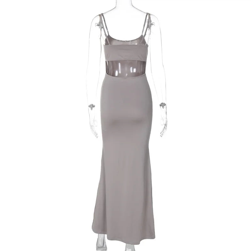 Fitted Maxi Dress with Open Back - Toher