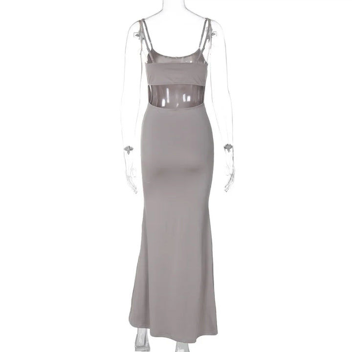Fitted Maxi Dress with Open Back - Toher
