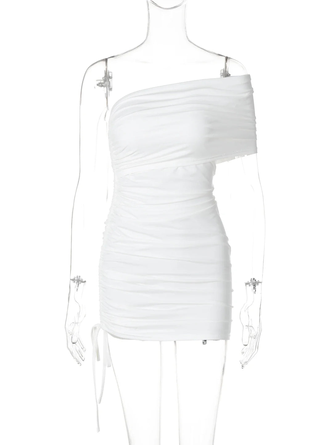 Fitted Mini Dress with One-Shoulder Ruching - PIXY