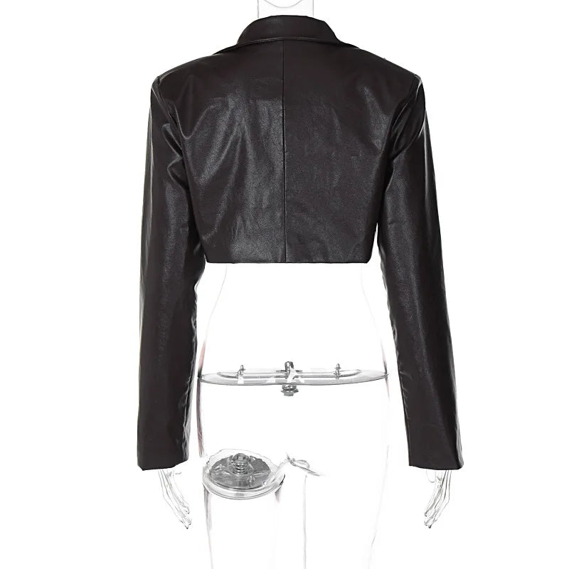 Short Leather Blazer Jacket - Oshi
