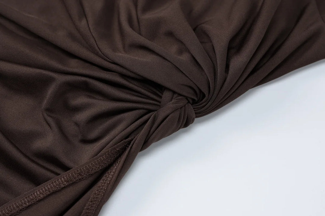 Maxi Dress with Ruching and Deep Slit - Diane