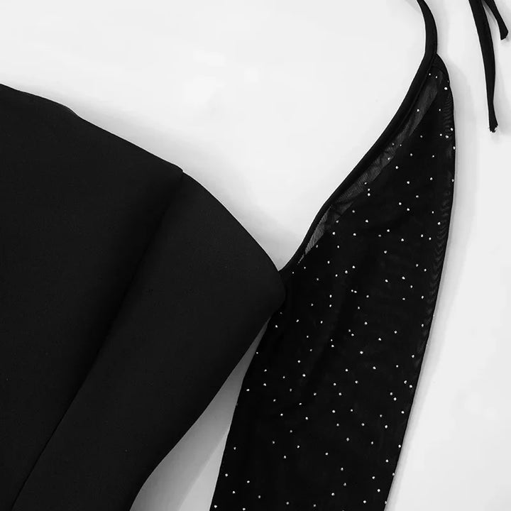 Mini Dress with Glitter Mesh Sleeves - GADE