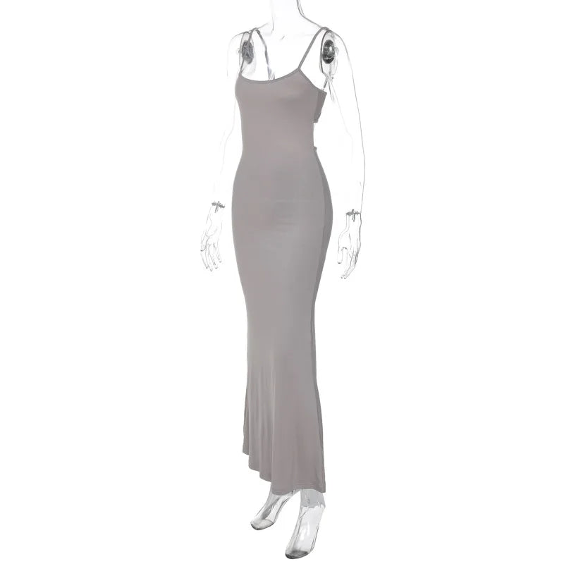 Fitted Maxi Dress with Open Back - Toher