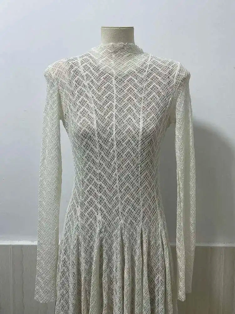 Elegant evening maxi dress with woven A-line design - Libby