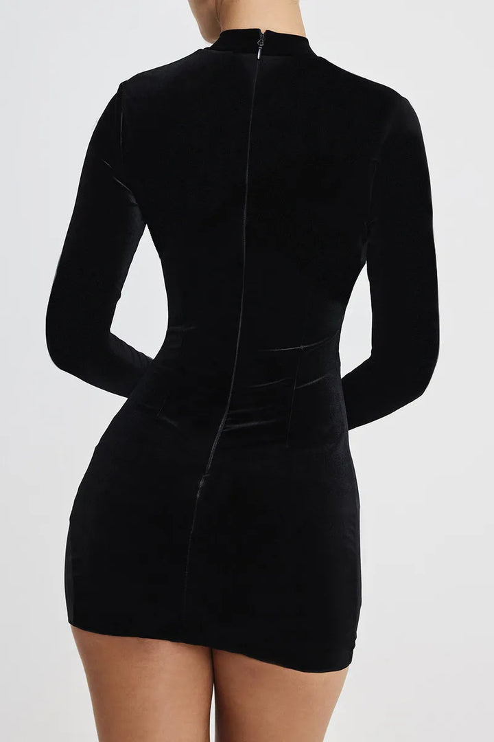 Velvet mini dress with mesh design - TESA