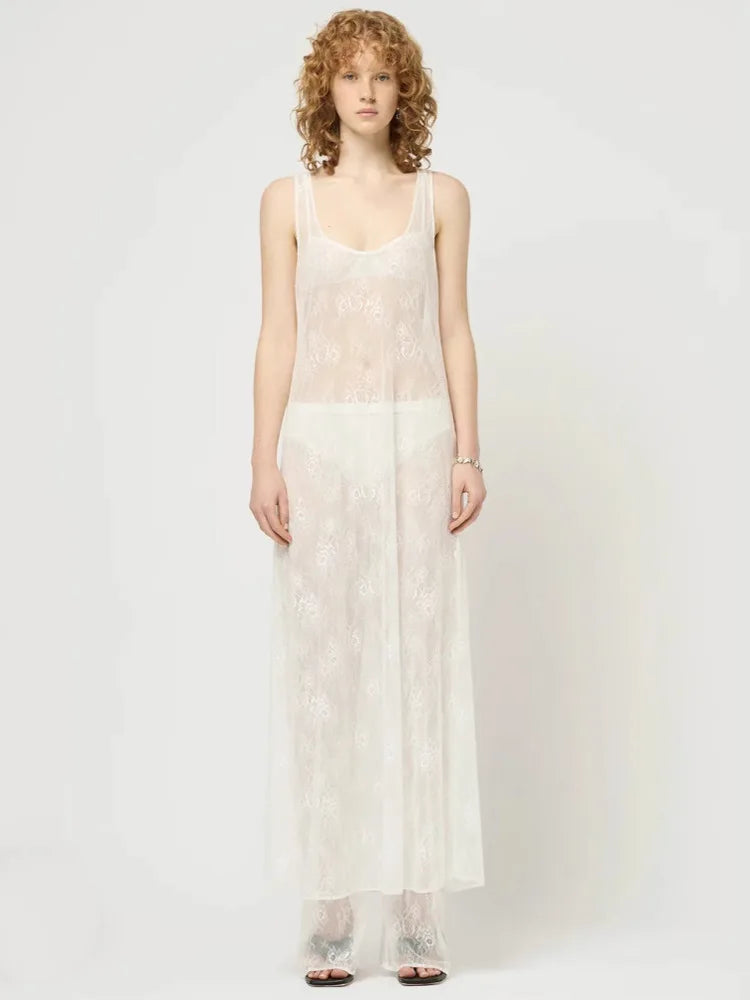 Transparent Lace Maxi Beach Dress - Sasha