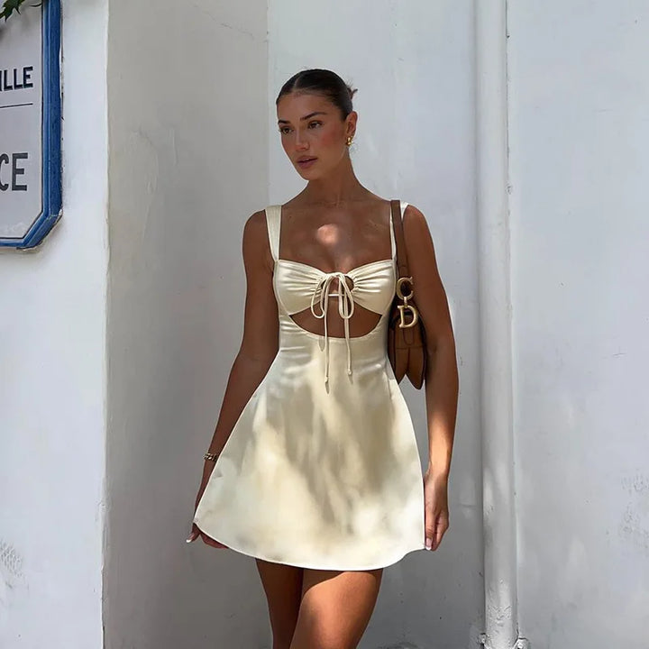 Mini Dress with Tie and Open Back - Alaya