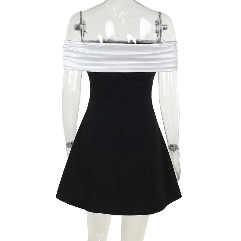 Mini dress with satin off-shoulder straps - Sia
