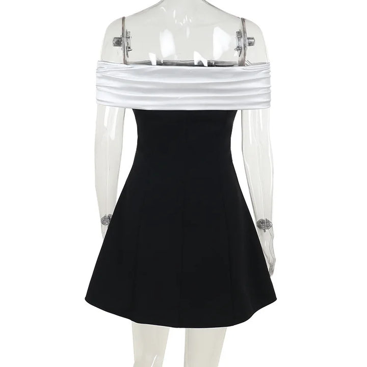 Mini dress with satin off-shoulder straps - Sia