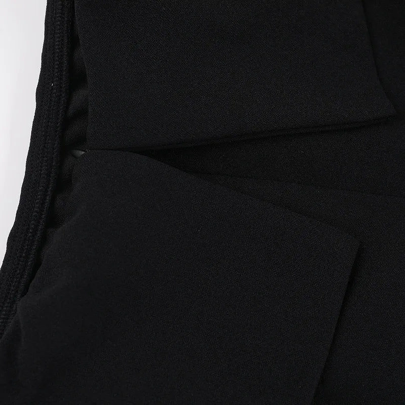 A-line off-shoulder mini dress with faux pocket design - Macy