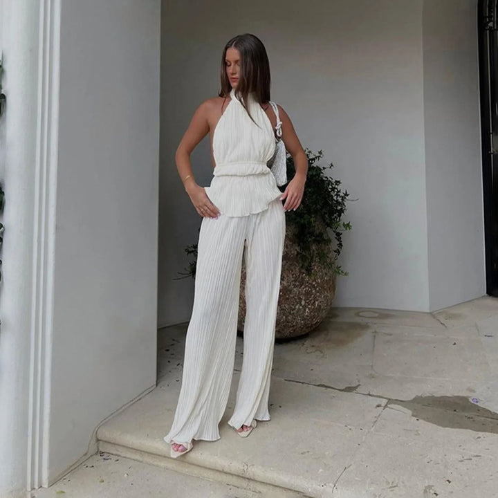 Two-Piece Crepe Suit with Long Pants and Shirt - Milan