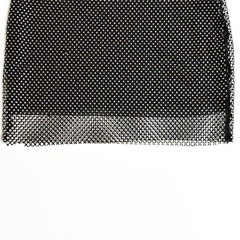 Diamond mesh sparkling mini dress with opaque hem and open back - Morrison
