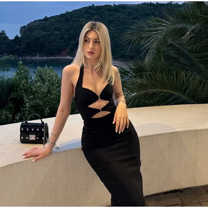 Maxi Dress with Cutouts and Open Back Design - Sabrina