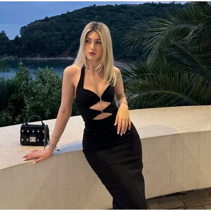 Maxi Dress with Cutouts and Open Back Design - Sabrina