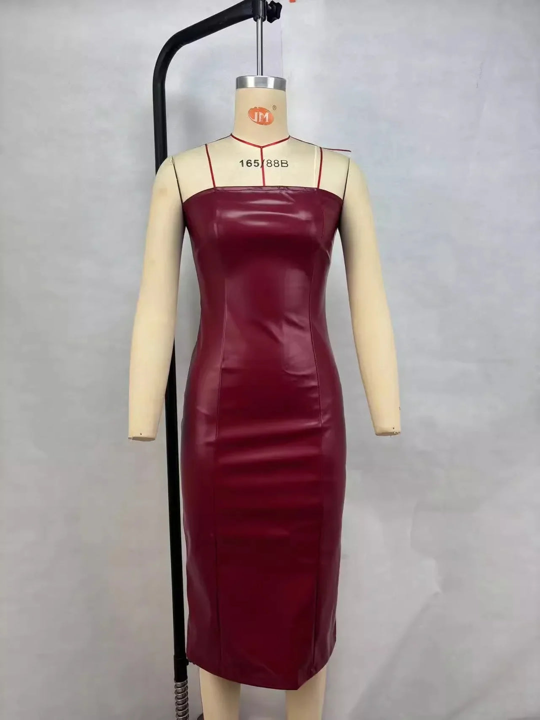 Strapless Faux Leather Midi Dress - ERIKA