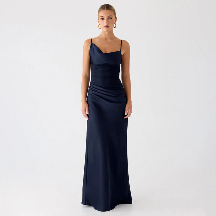 Satin Maxi Dress with Mesh Design - Jordan
