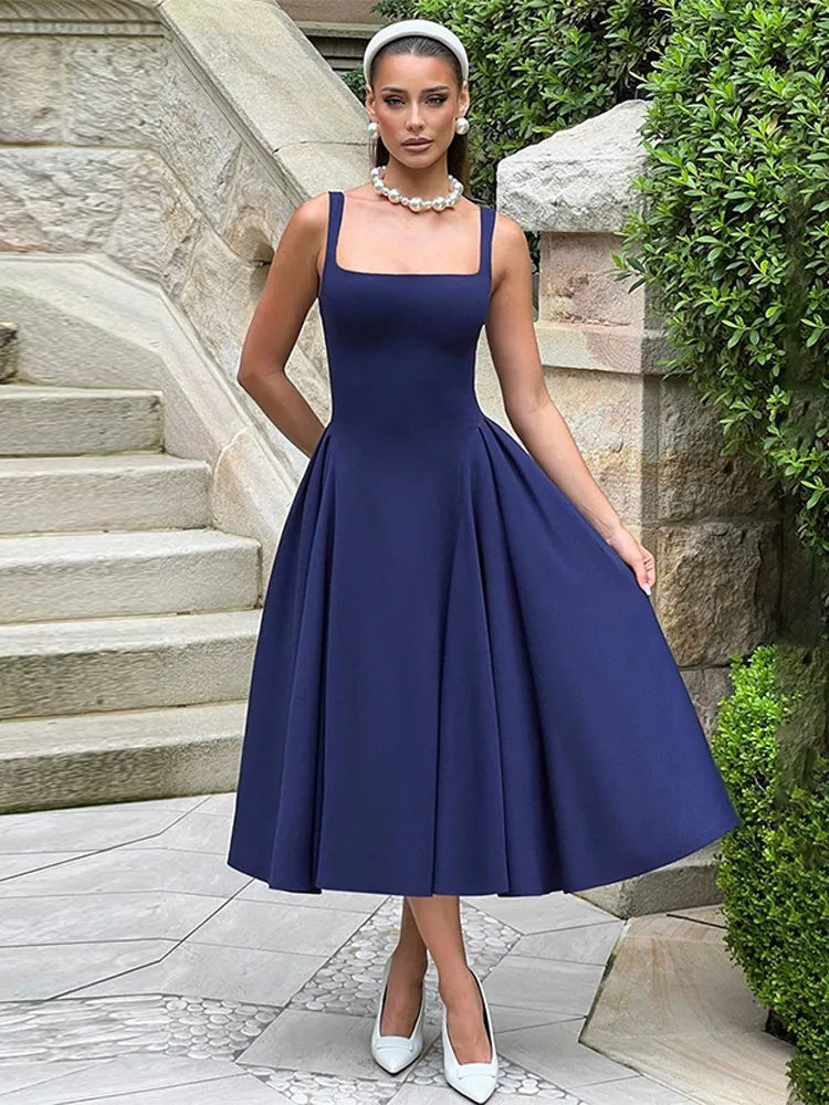 Elegant Midi A-Line Dress - Saar