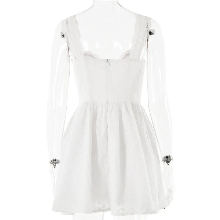 Country-style A-line mini dress with floral embroidery - Amanda