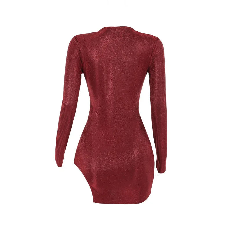 Glitter mini dress with slit design - JASMIN