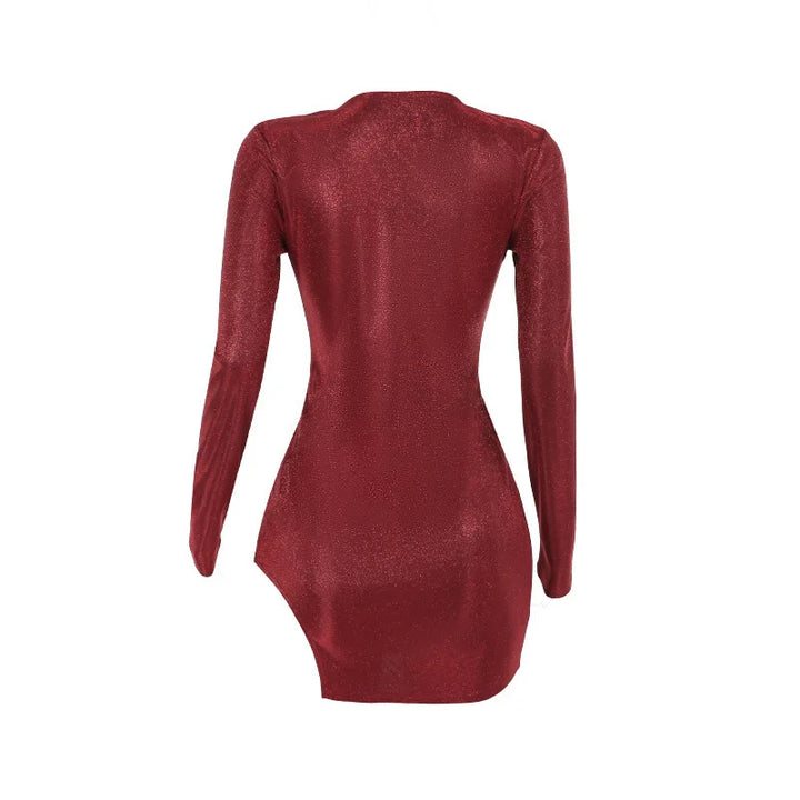 Glitter mini dress with slit design - JASMIN