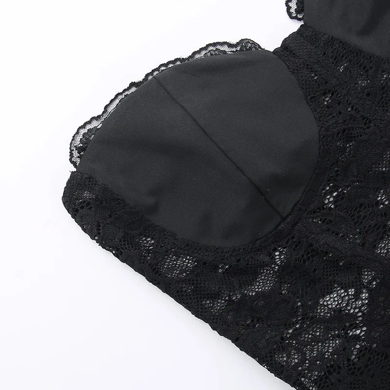 Strapless short pants jumpsuit with lace corset detail - Alex