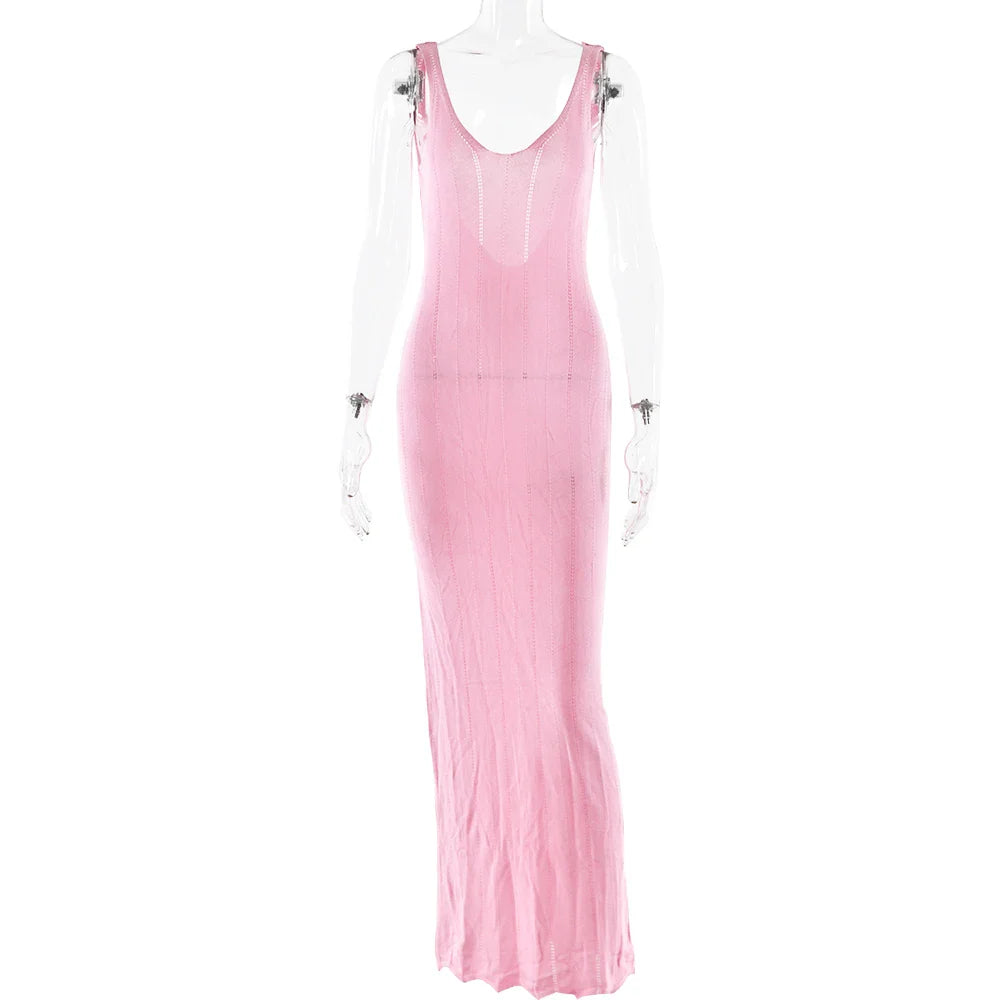 Knitted Maxi Dress with Open Back - Maliyah