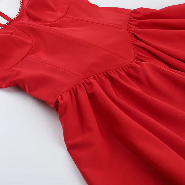 Mini A-Line Dress with Back Tie and Bow Detail - Demi