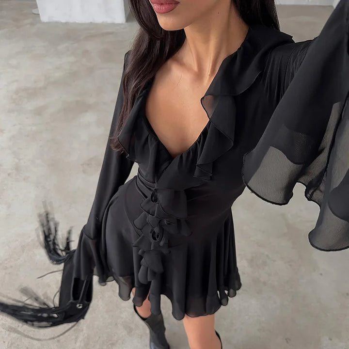 Mini dress with ruffle detail - ALINA
