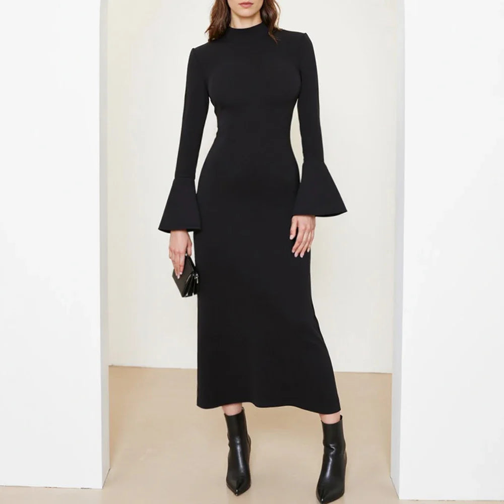 Elegant Maxi Dress with Bell Sleeves - Ayla