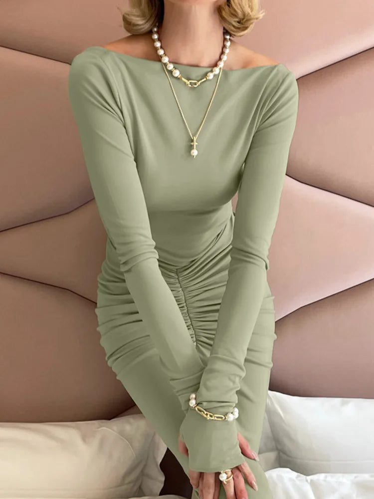 Maxi dress with ruching design - AMALIA