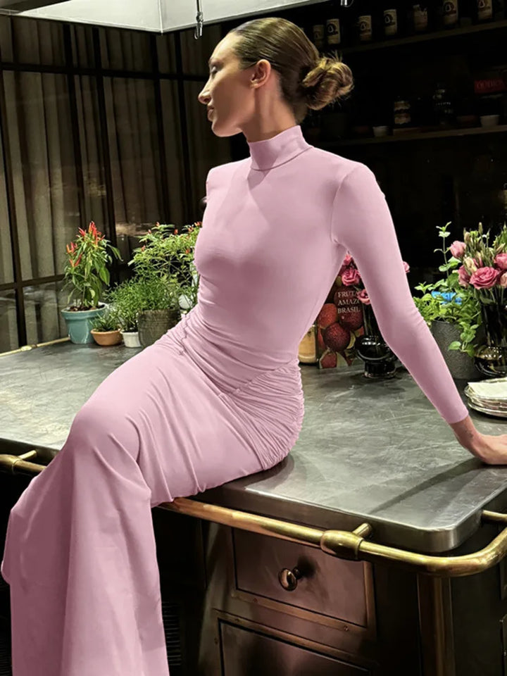 Golf maxi dress with ruching decoration - Veredet
