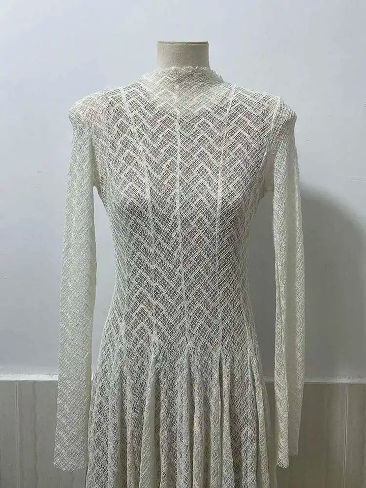 Elegant evening maxi dress with woven A-line design - Libby