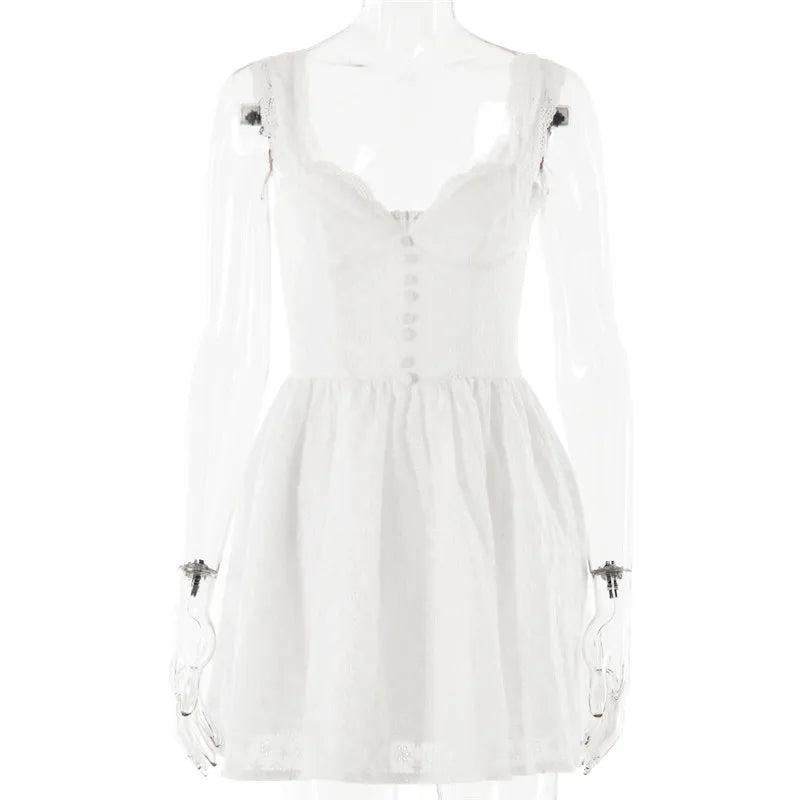 Country-style A-line mini dress with floral embroidery - Amanda