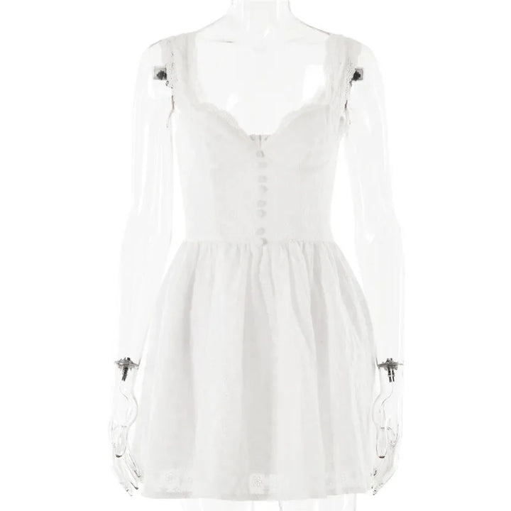 Country-style A-line mini dress with floral embroidery - Amanda