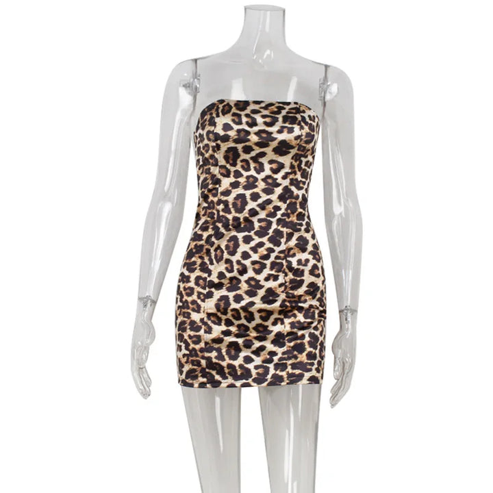 Fitted Strapless Leopard Print Mini Dress - LIONA