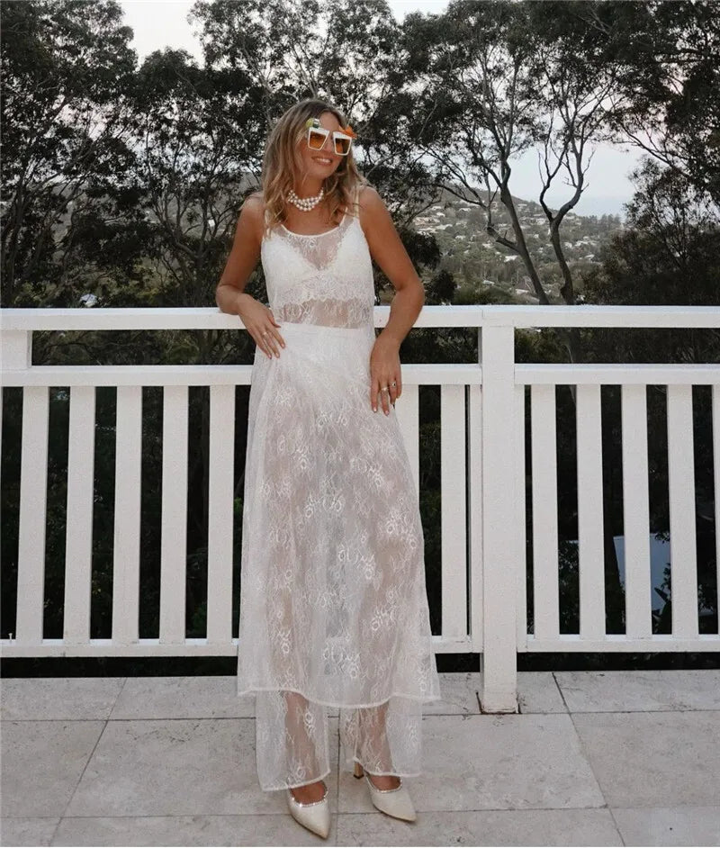 Transparent Lace Maxi Beach Dress - Sasha